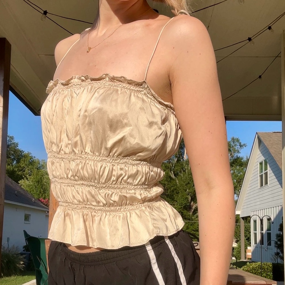 Reformation Cream Ruched Camisole